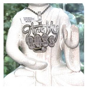 14k White Gold Fill (brass) pendant with micropave VVS CZs Iced Out 🧊